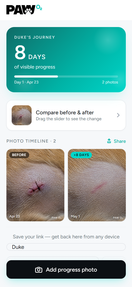 PAW O2 Tracker app screenshot